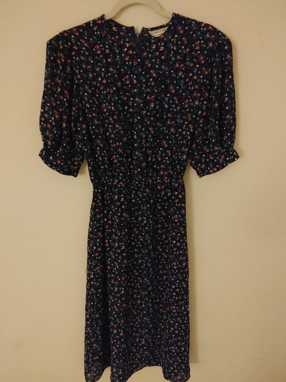 Vintage Charlee Allison Blue Flowered Dress Size 11/12